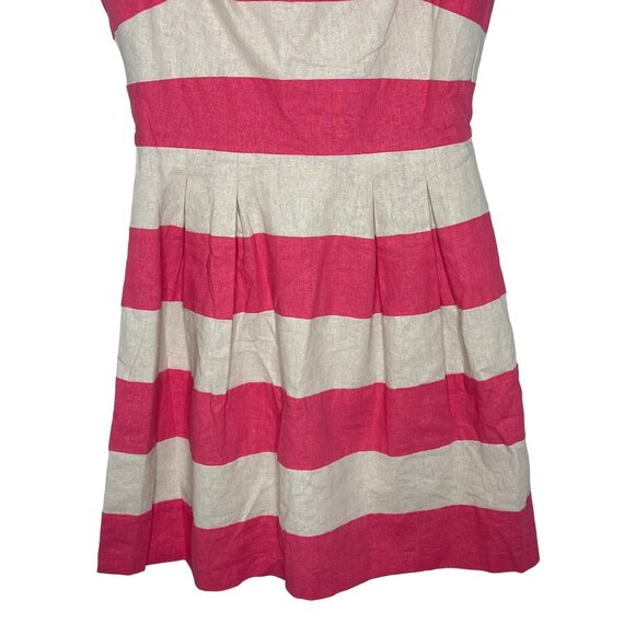 Loft Dress Womens 0 XS Sundress Pink White Striped Sleeveless Fit Flare Work - Picture 3 of 13